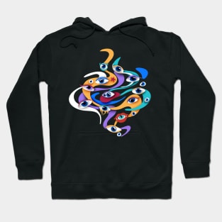 Psyhodelical Pattern with Thousand Ees Looking Into the Soul, Vampire and Witchcraft Vibes Hoodie